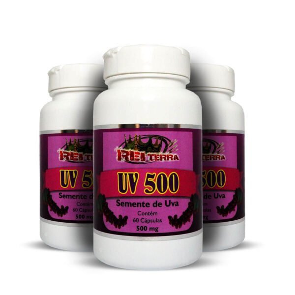 UV 500 Semente de Uva 60 Cápsulas 500mg - Kit com 3