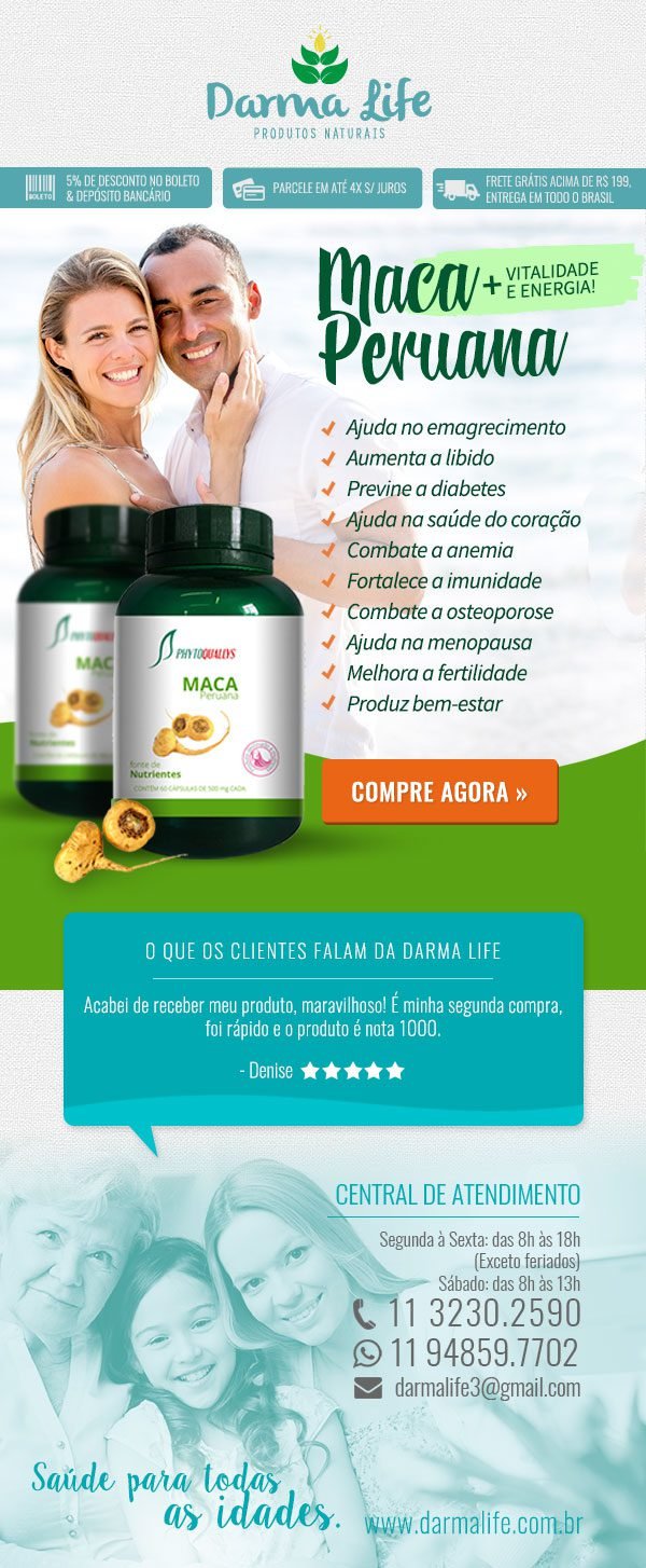 Descubra todos os benefícios da Maca Peruana para ter mais VITALIDADE, ENERGIA e SAÚDE. Abra este e-mail agora!