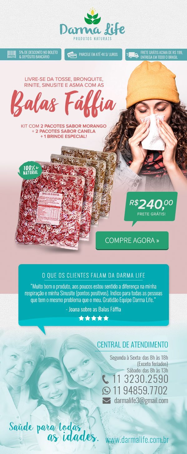 Aproveite a promoção de Balas Fáffia neste Outono! Tratamento para TOSSE SECA, CATARRO E RINITE